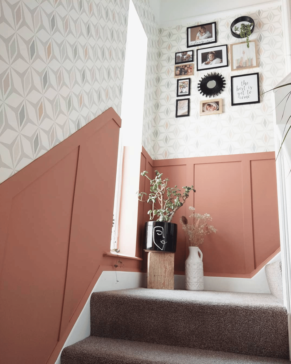 pink stairway panelling