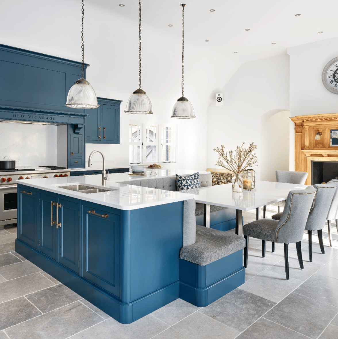 blue kitchen island