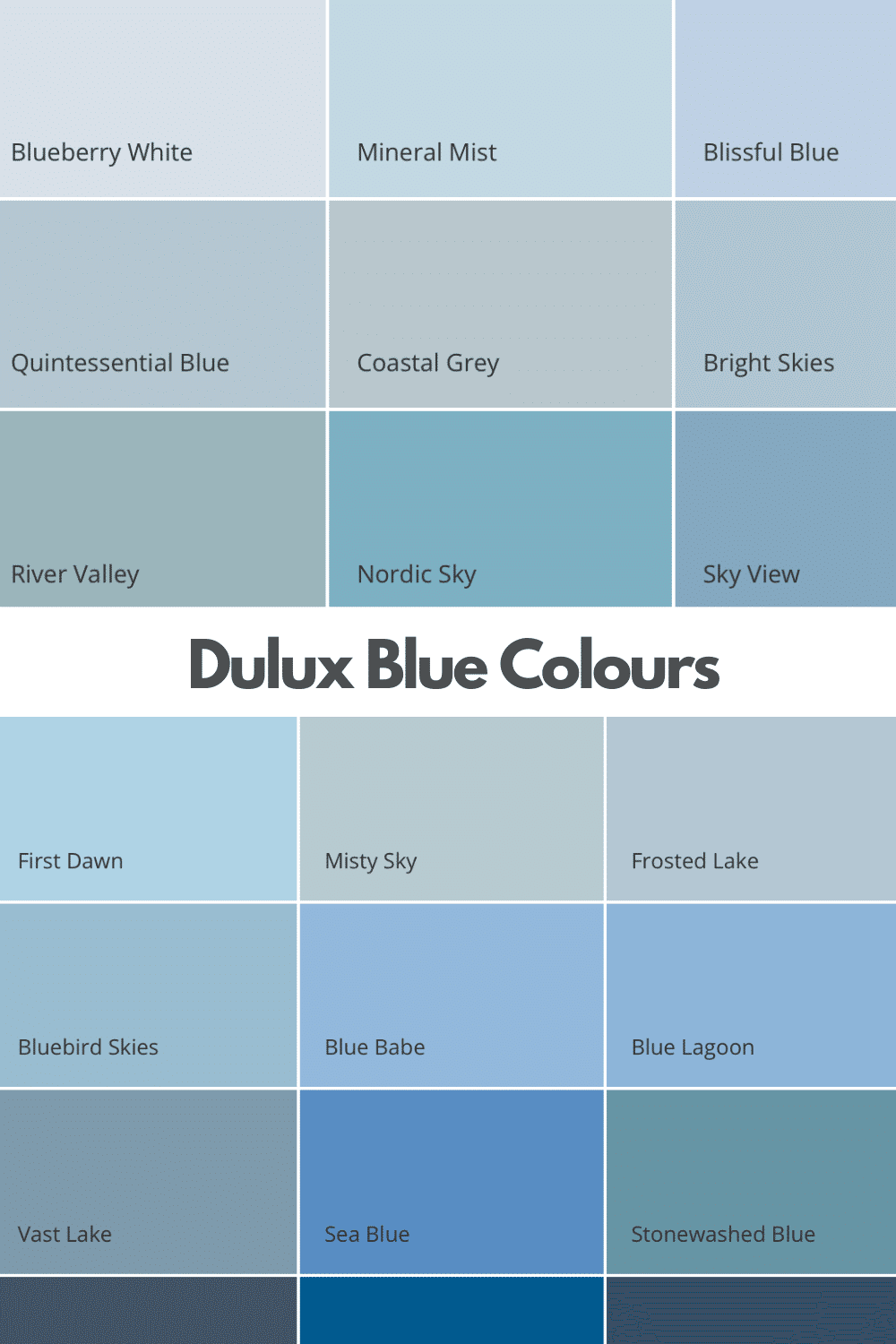 Dulux Blue Colour Chart The Dulux Blue Colours Sleek chic Interiors