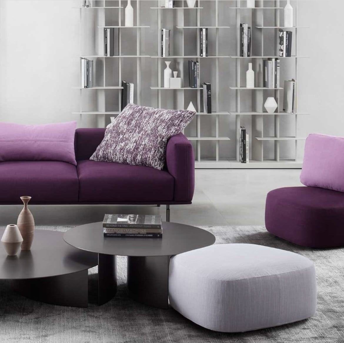 lilac and grey living room