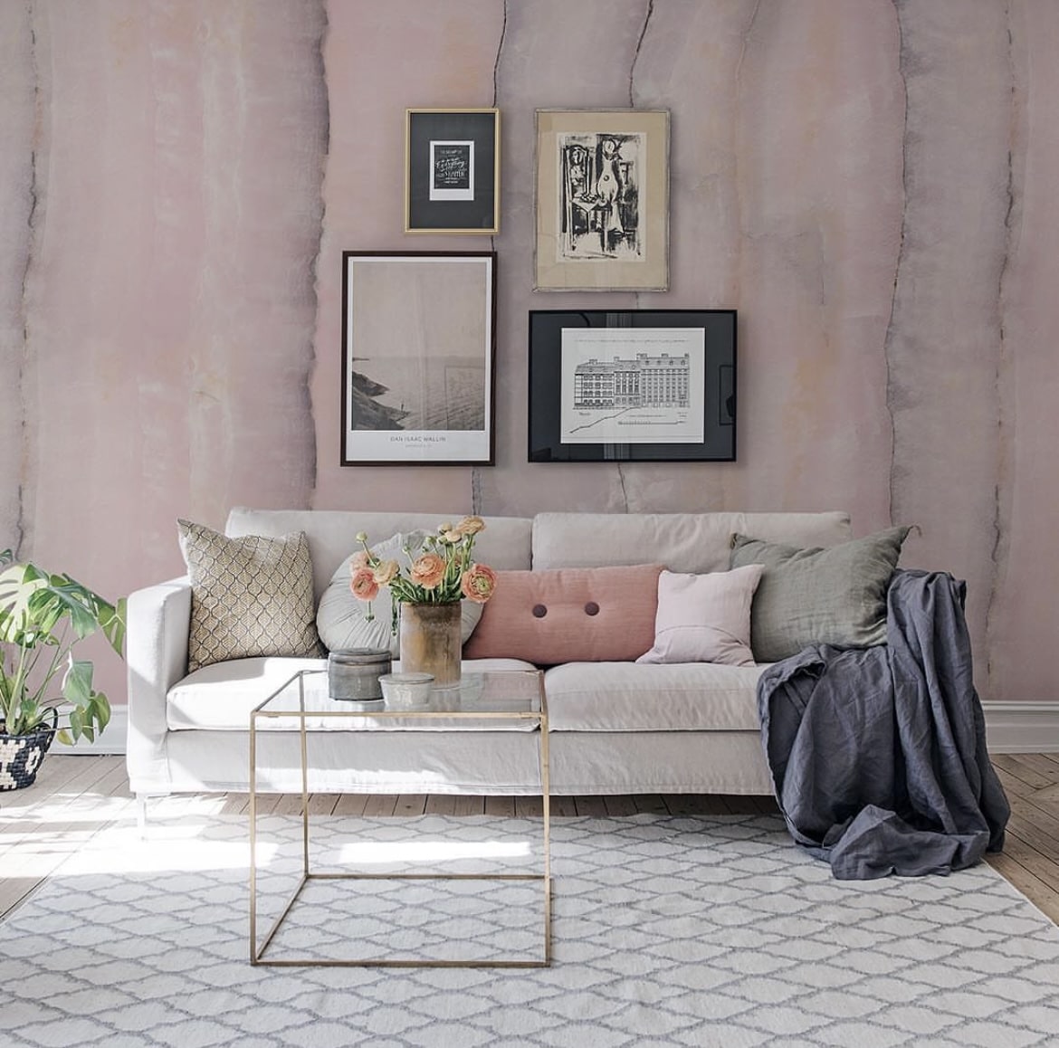 lilac wallpaper mural living room