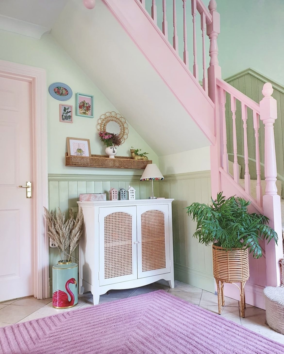 sage green hallway