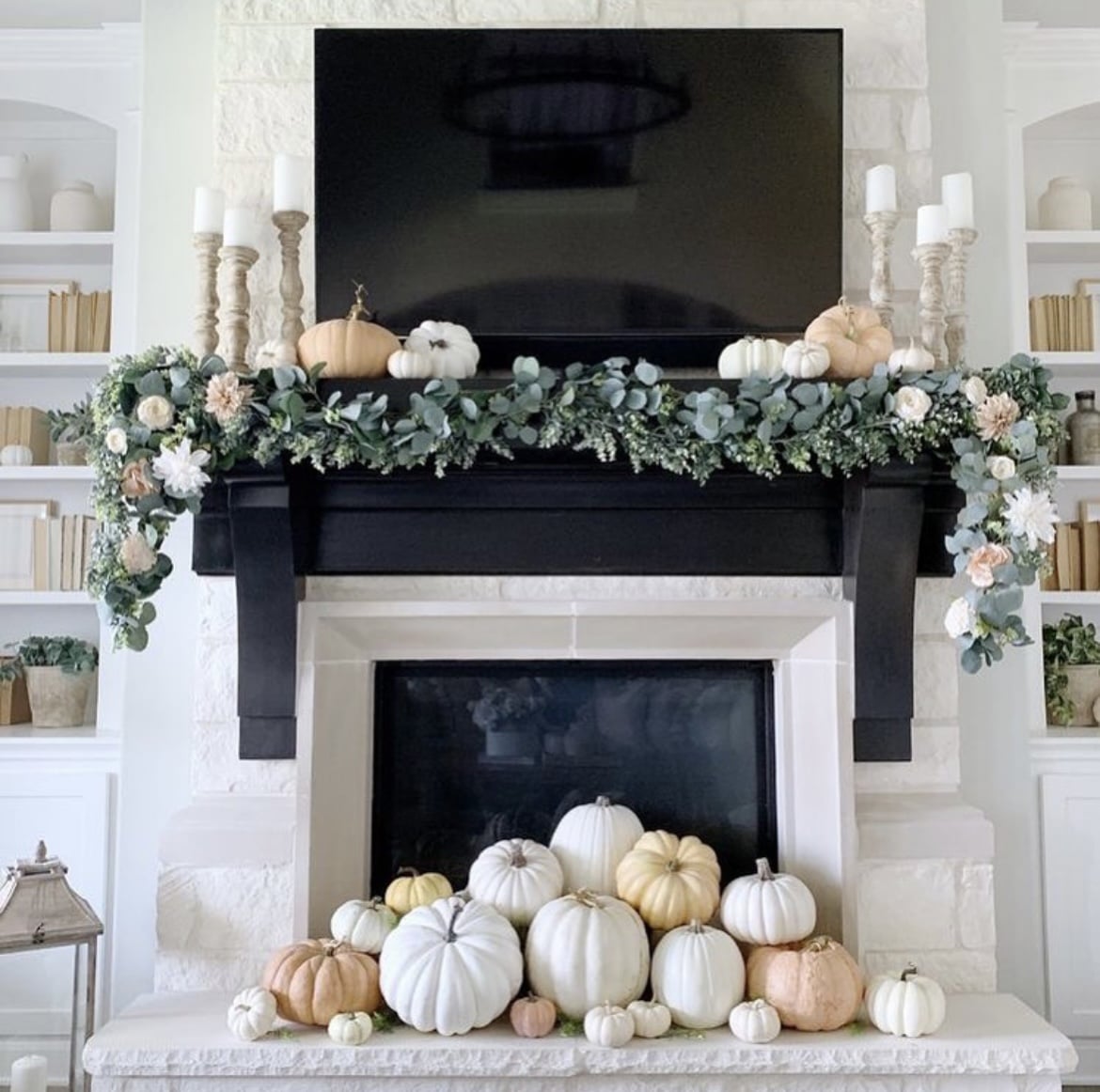 autumn fireplace decor