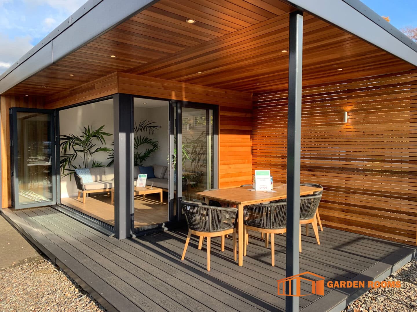 garden room with two doorsets and canopy